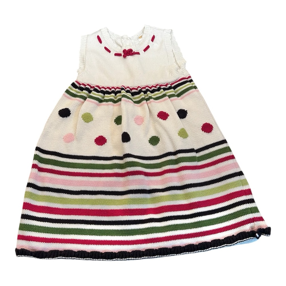 Gymboree Cupcake Cutie Knit Cotton Polka Dot Stripe Dress‎